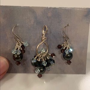 Sterling silver earrings and pendant